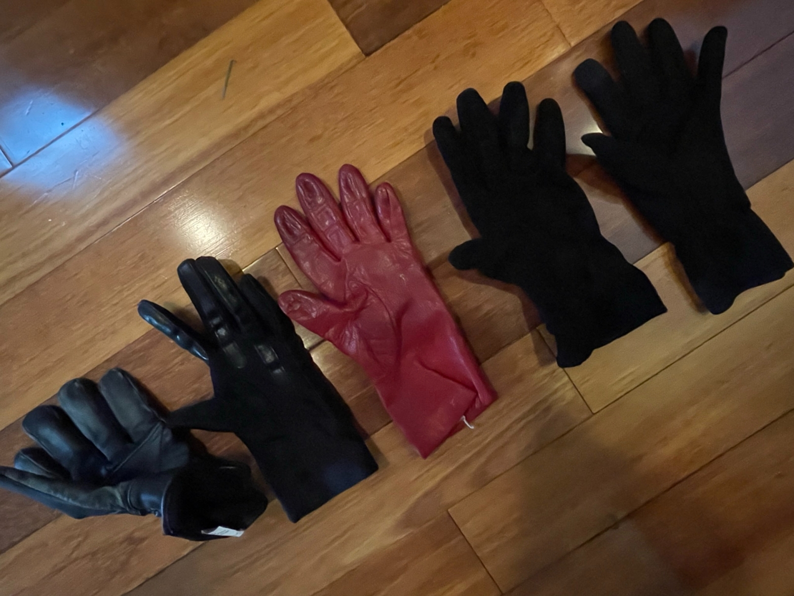 Five left gloves